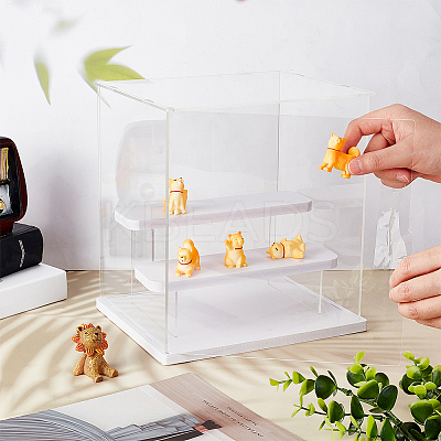 3-Tier Assembled Trasparent Plastic Toys Action Figures Display Riser Boxs ODIS-WH0029-75-1