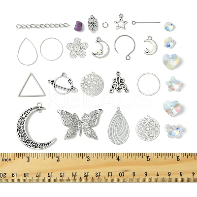 DIY Natural Lepidolite/Purple Mica Stone Beads & Stainless Steel Earring Making Kits DIY-FS0008-13-1
