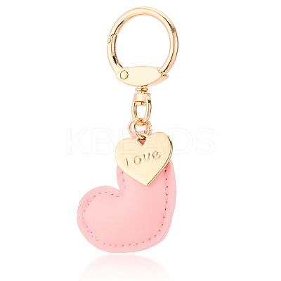 1Pc Imitation Leather Heart Keychain KEYC-CL0001-14F-1