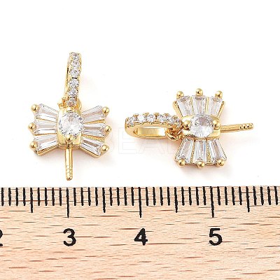 Rack Plating Brass Micro Pave Clear Cubic Zirconia Pendants KK-M280-14G-1