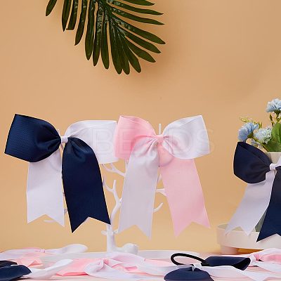 10Pcs 2 Colors Bowknot Polyester Elastic Hair Ties OHAR-GF0001-24-1