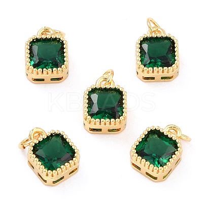 Real 18K Gold Plated Brass Inlaid Cubic Zirconia Charms ZIRC-L100-073G-01-1
