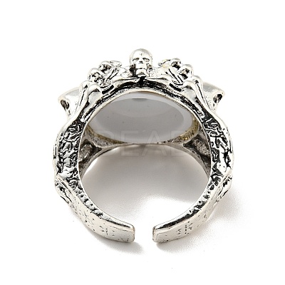 Evil Eye Resin Open Cuff Ring RJEW-D118-01AS-01-1