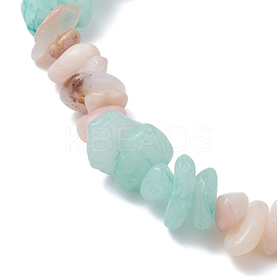 Natural Amazonite and Morganite Chip Beads Stretch Bracelets for Women BJEW-JB12589-01-1