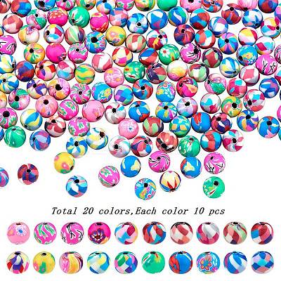 200Pcs 20 Colors Handmade Polymer Clay Beads CLAY-SZ0001-96-1