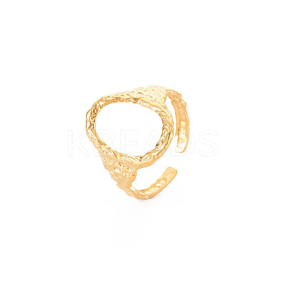 Ion Plating(IP) 304 Stainless Steel Open Oval Wide Cuff Ring for Women LS-X-RJEW-S405-167G-1