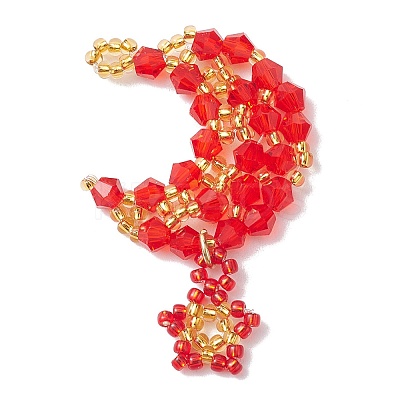 Imitation Austrian Crystal 5301 Glass & TOHO Round Seed Beaded Pendant PALLOY-MZ00179-01-1