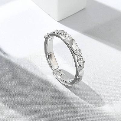 Clear Cubic Zirconia Cuff Rings RJEW-G337-16P-1