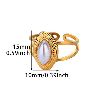Retro Royal Style 304 Stainless Steel Imitation Pearl Cuff Rings FS-WG343E9-01-1