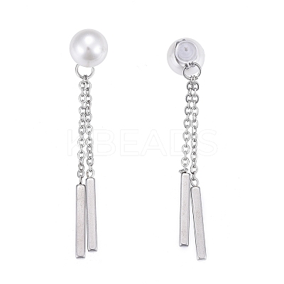 304 Stainless Steel Chain Tassel Earrings EJEW-I248-26-1