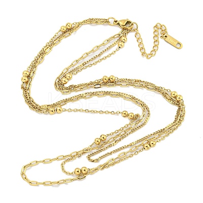 Ion Plating(IP) 304 Stainless Steel Multi Layered Necklaces NJEW-S426-07G-1