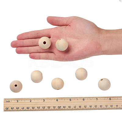 Natural Unfinished Wood Beads LS-WOOD-S651-25mm-LF-1