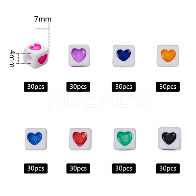 240Pcs 8 Colors Opaque Acrylic European Beads OPDL-SZ0001-01-1