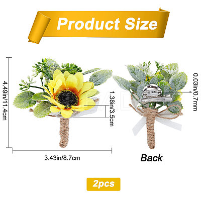 2Pcs Silk Corsage Boutonniere AJEW-CP0001-62-1