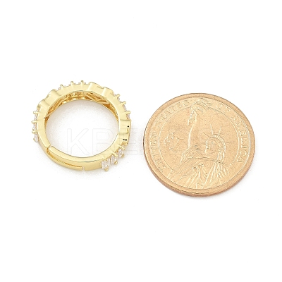 Rack Plating Brass Micro Pave Clear Cubic Zirconia Adjustable Finger Rings for Women RJEW-M028-82G-1