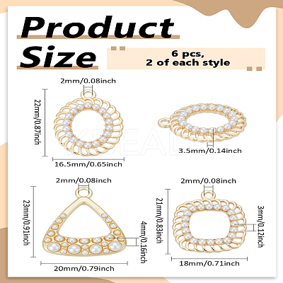 6Pcs 3 Styles Rack Plating Pendants FIND-LP0005-81-1
