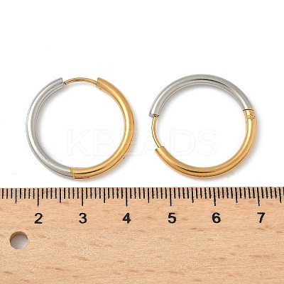 304 Stainless Steel Two Tone Hoop Earrings EJEW-P313-02F-G-1