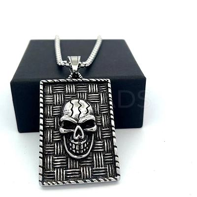 Vintage Punk 304 Stainless Stee Skull Medal Pendant Necklaces for Men TO1001-1