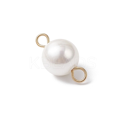 Shell Pearl Round Connector Charms PALLOY-JF04477-01-1