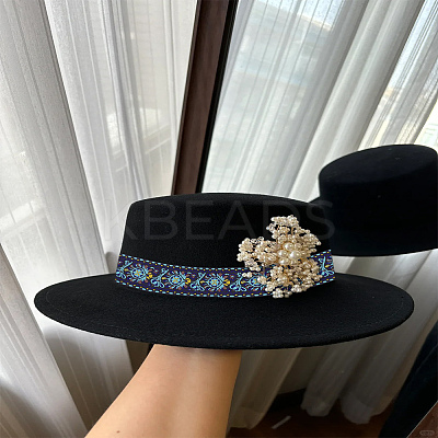 4Yards 2 Styles Flat Ethnic Style Polycotton Embroidered Floral Ribbon OCOR-LP0004-15-1