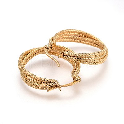 Ion Plating(IP) 304 Stainless Steel Triple Hoop Earrings EJEW-P173-06G-1