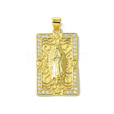 Real 18K Gold Plated Brass Micro Pave Clear Cubic Zirconia Pendants KK-H472-36D-G-1