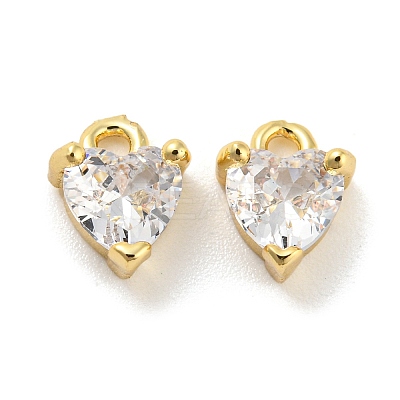 Rack Plating Brass Micro Pave Cubic Zirconia Charms KK-C038-08G-1