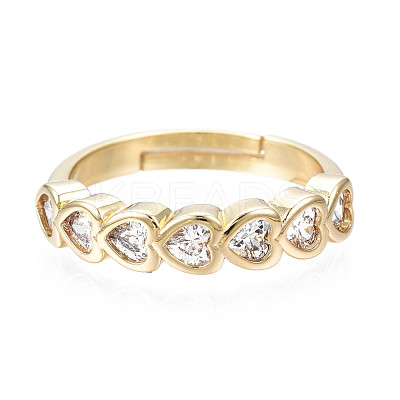 Infinity Love Cubic Zirconia Heart Adjustable Ring RJEW-N035-062-NF-1