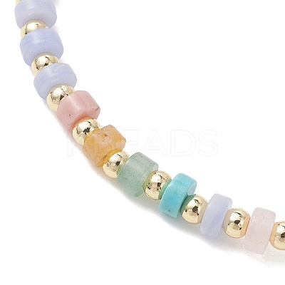 Natural Green Aventurine & Rose Quartz & Howlite & White Jade & Yellow Aventurine & Synthetic Blue Lace Agate & Brass Beads Stretch Bracelets for Women BJEW-JB13334-02-1