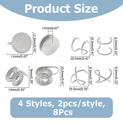 8Pcs 4 Styles Stainless Steel Cuff Earrings EJEW-HS0001-10P-1
