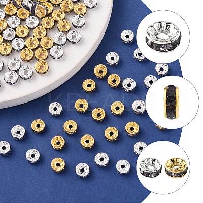 120Pcs 2 Colors Brass Rhinestone Spacer Beads RB-FS0001-05C-1