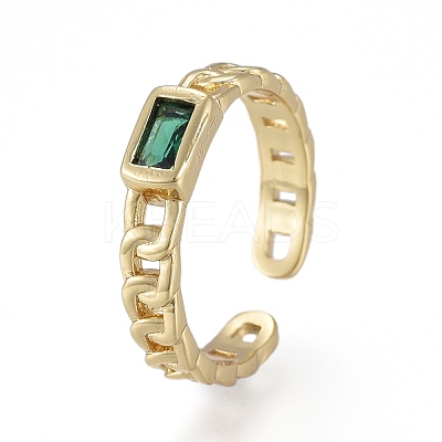 Brass Micro Pave Cubic Zirconia Cuff Rings RJEW-K232-14G-01-1