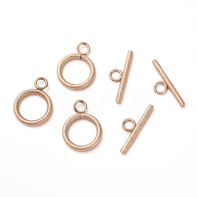 Ion Plating(IP) 304 Stainless Steel Textured Toggle Clasps STAS-A048-01RG-1