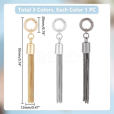 3 Sets 3 Colors  Alloy Keychain Tassel Chain Pendant Decoration HJEW-UN0001-25-1