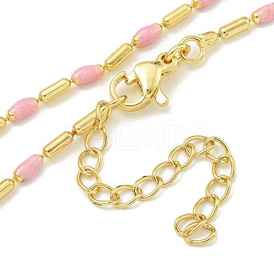 Brass Enamel Column Link Chain Necklaces NJEW-H039-04A-01G-1