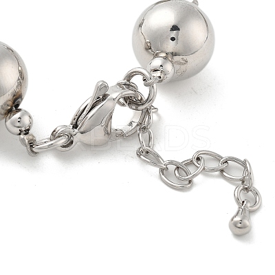 Brass Round Beaded Link  Bracelets for Women BJEW-S159-02A-P-1