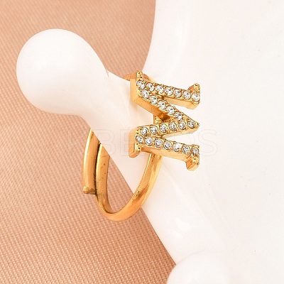 304 Stainless Steel Micro Pave Cubic Zirconia Cuff Open Rings RJEW-D336-01G-02-1