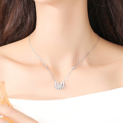 Brass & Alloy Pave Clear Cubic Zirconia Pendant Necklaces WG9D488-01-1