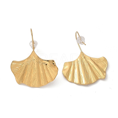 Ion Plating(IP) 304 Stainless Steel Ginkgo Leaf Dangle Earrings for Women EJEW-K243-03G-1