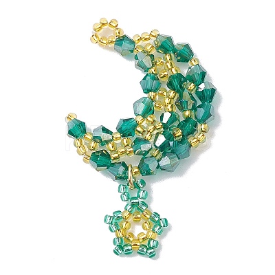 Imitation Austrian Crystal 5301 Glass & TOHO Round Seed Beaded Pendant PALLOY-MZ00179-03-1