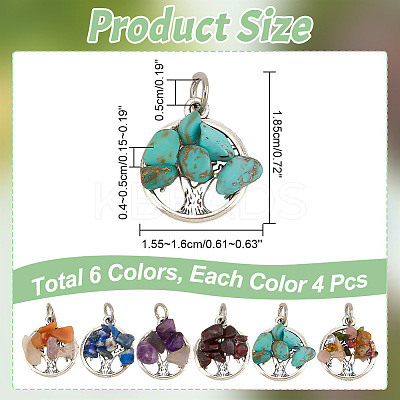 4 Sets Natural & Synthetic Mixed Stone Chip Pendants FIND-AR0004-36-1