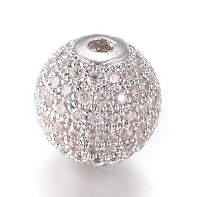 CZ Jewelry Brass Micro Pave Cubic Zirconia Round Beads ZIRC-M024-06P-1