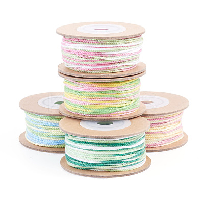5 Rolls 5 Colors Segment Dyed Macrame Cotton Cord OCOR-TA0004-05D-1