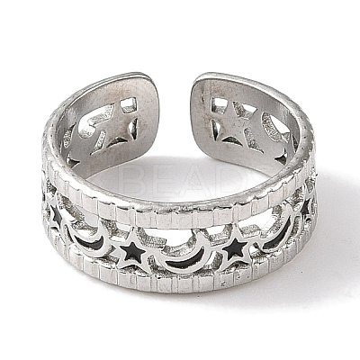 304 Stainless Steel Open Cuff Ring for Women RJEW-F166-13P-01-1
