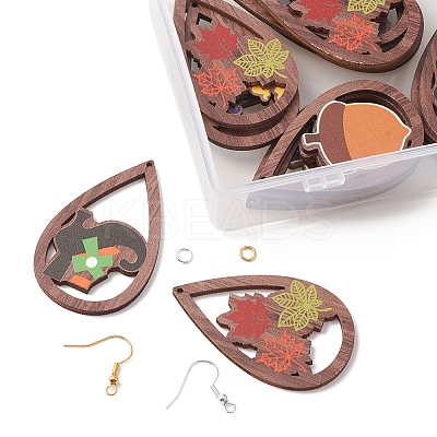 DIY Thanksgiving Day Teardrop Earring Making Kit WOOD-FS0001-07-1