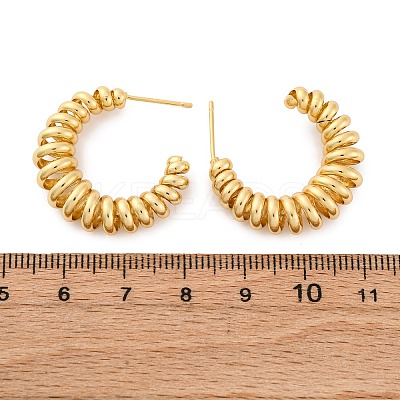 Brass Spiral C-Shaped Stud Earrings EJEW-R025-33G-1