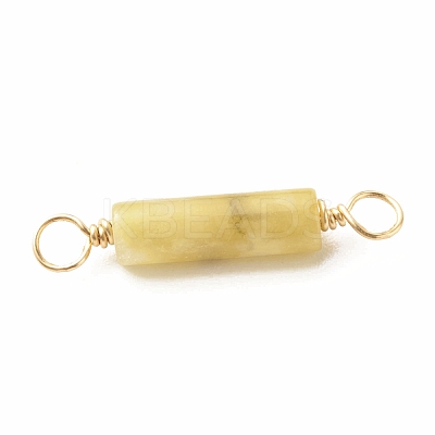 Natural Topaz Jade Connector Charms PALLOY-JF01454-02-1