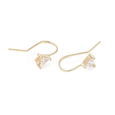 Brass Micro Pave Clear Cubic Zirconia Triangle Earring Hooks KK-L254-11G-1