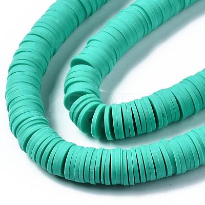 Flat Round Handmade Polymer Clay Beads CLAY-R067-10mm-34-1