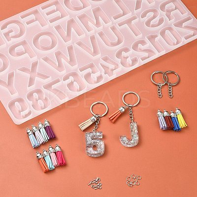 1Pcs Initial Letter A~Z & Number 0~9 Silicone Pendant Mold for KeyChain Making DIY-YW0008-10-1